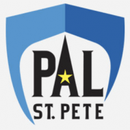 Logo with a blue shield outline, "PAL" in bold black letters, a yellow star in the "A", and "ST. PETE" in smaller text below—perfect for representing commercial real estate or commercial property services.